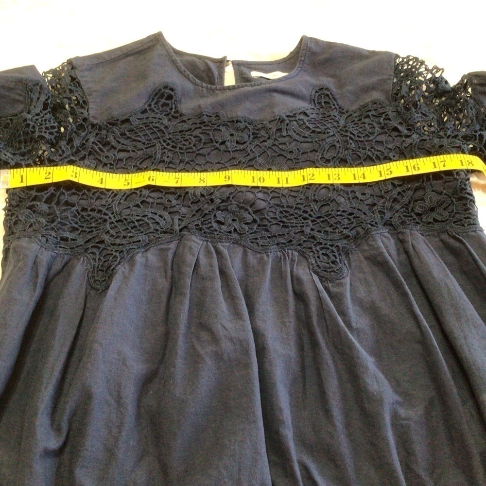 Abercrombie & Fitch Blue Long Sleeve Lace Top M - Picture 9 of 12